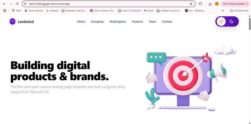React.js Landing Page with Tailwind CSS